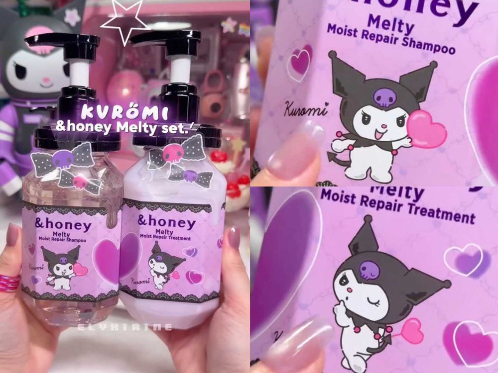 &honey三麗鷗最強聯名！洗護髮品、卸妝膏換上庫洛米限定包裝、特調專屬紅茶牛奶香氣，瓶身愛心小細節太可愛！-11