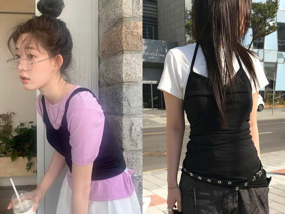 韓女夏天最愛四招「背心外穿」法則！疊搭撞色吊帶、繞脖背心...內行辣妹都這樣穿！-5