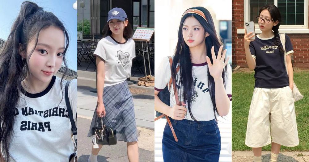 白T退位！今夏最夯「滾邊T恤」穿搭法則！印花款一穿年輕好幾歲、韓妞最愛搭配工裝褲！-1