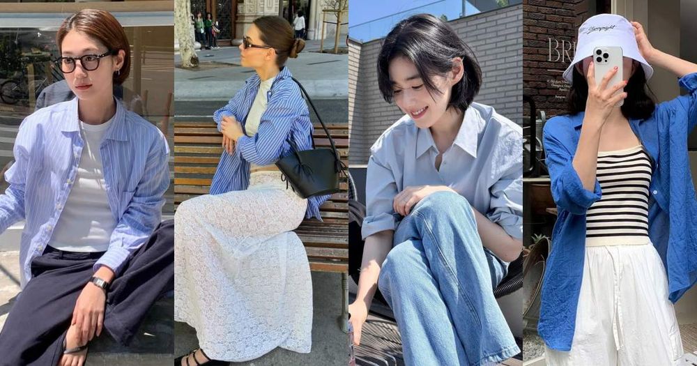韓妞不藏私！2025春夏必學「藍色襯衫」六大穿搭指南！搭配白色＋牛仔褲...清爽最高級！-1