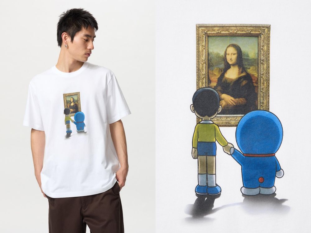 羅浮宮版本UNIQLO哆啦A夢T恤來了！和大雄牽手看《蒙娜麗莎》、竹蜻蜓星空剪影...粉絲直接瘋掉！-6