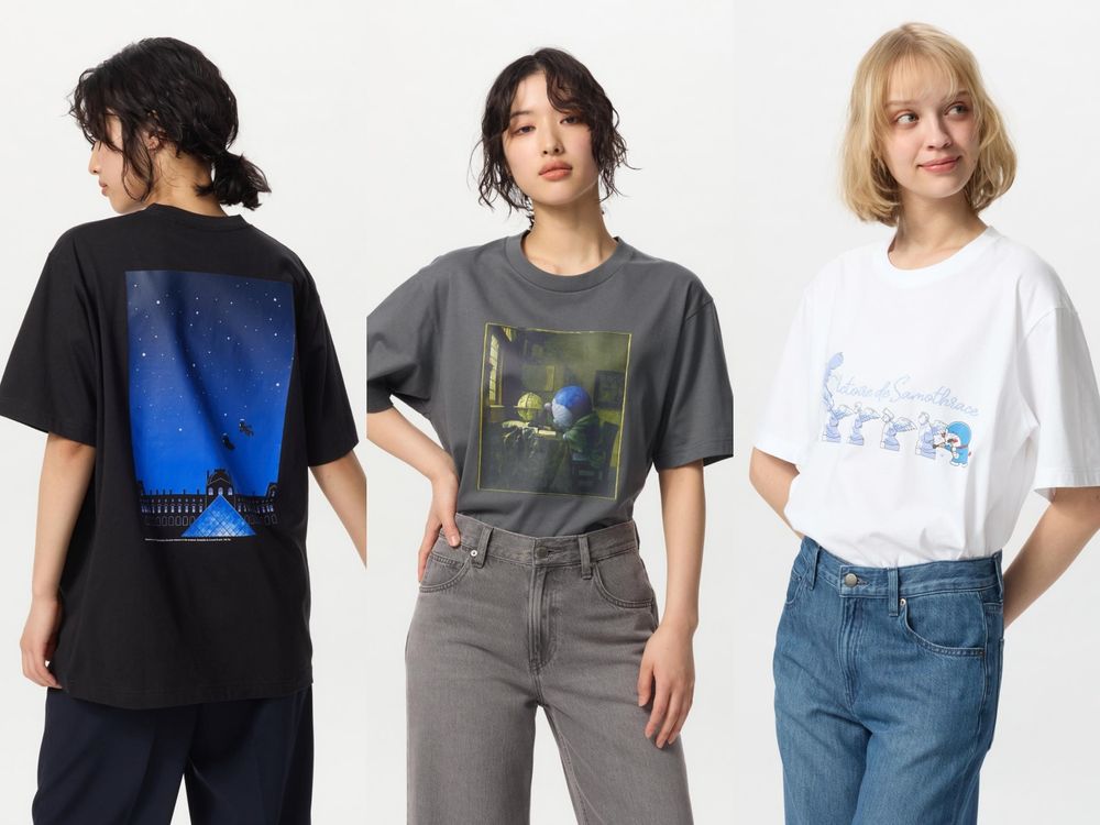 羅浮宮版本UNIQLO哆啦A夢T恤來了！和大雄牽手看《蒙娜麗莎》、竹蜻蜓星空剪影...粉絲直接瘋掉！-2