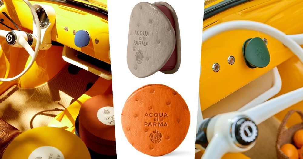 精品車用香氛推薦！Acqua di Parma「車用擴香皮套」全新夏季限量色上市，買鴕鳥皮套送千元香氛膠囊！-1
