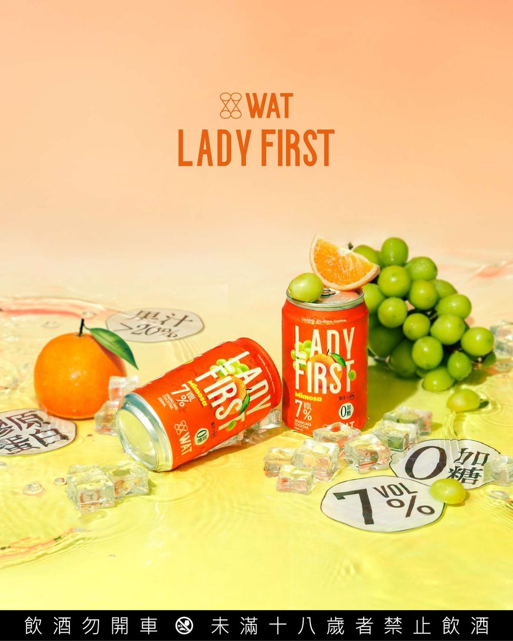 WAT新品Lady First氣泡雞尾酒上市！零加糖真果汁創造7%微醺新體驗，全台家樂福獨家開賣！-1
