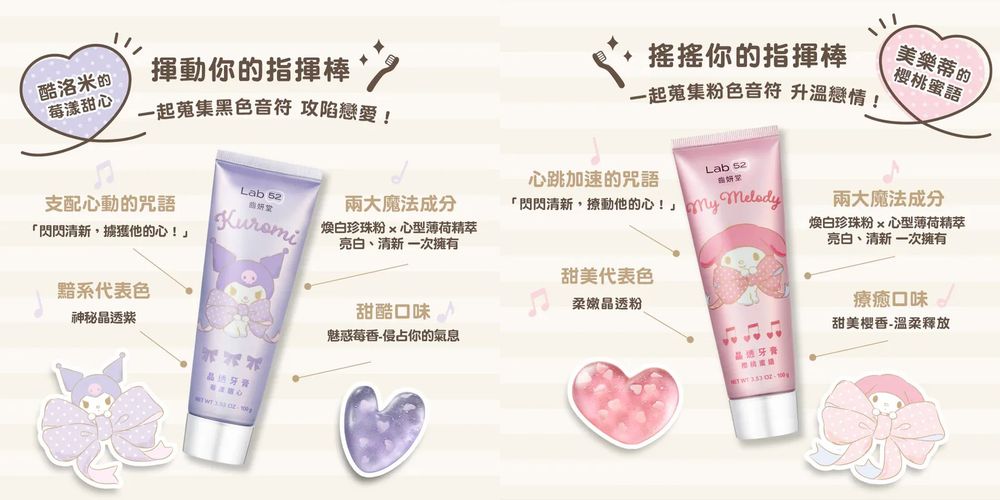 紅到韓國「三麗鷗聯名牙膏」！美樂蒂、庫洛米款粉嫩晶透牙膏、自帶愛心亮片，一刷拋光、淨白，可愛到發瘋瘋！-6