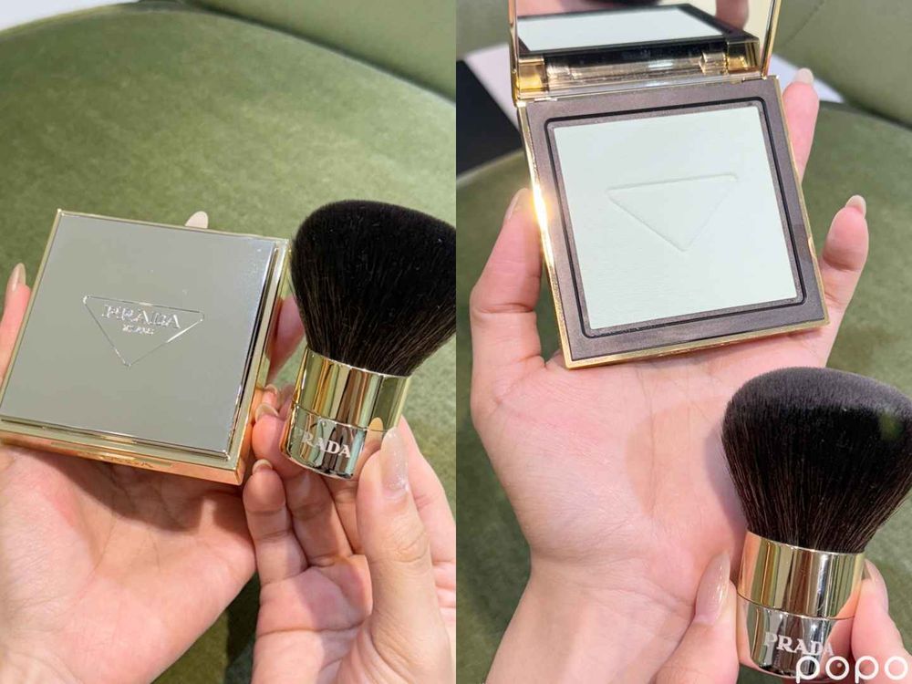 全台限量300顆！PRADA Beauty首款「蜜粉餅、妝前乳」中性輕柔綠色調、打造ENHYPEN禎元同款零毛孔柔紗肌！-6