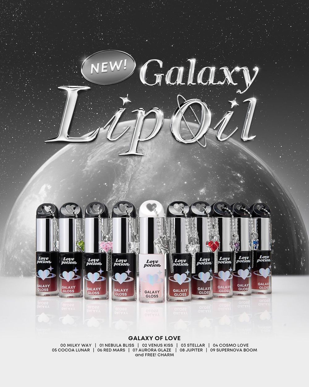 紅遍全球話題唇彩！泰國小眾彩妝Love Potion「玻璃光星球吊飾唇釉」，光滑鏡面妝感＋一抹撫平唇紋，綻放星際級美力！-10