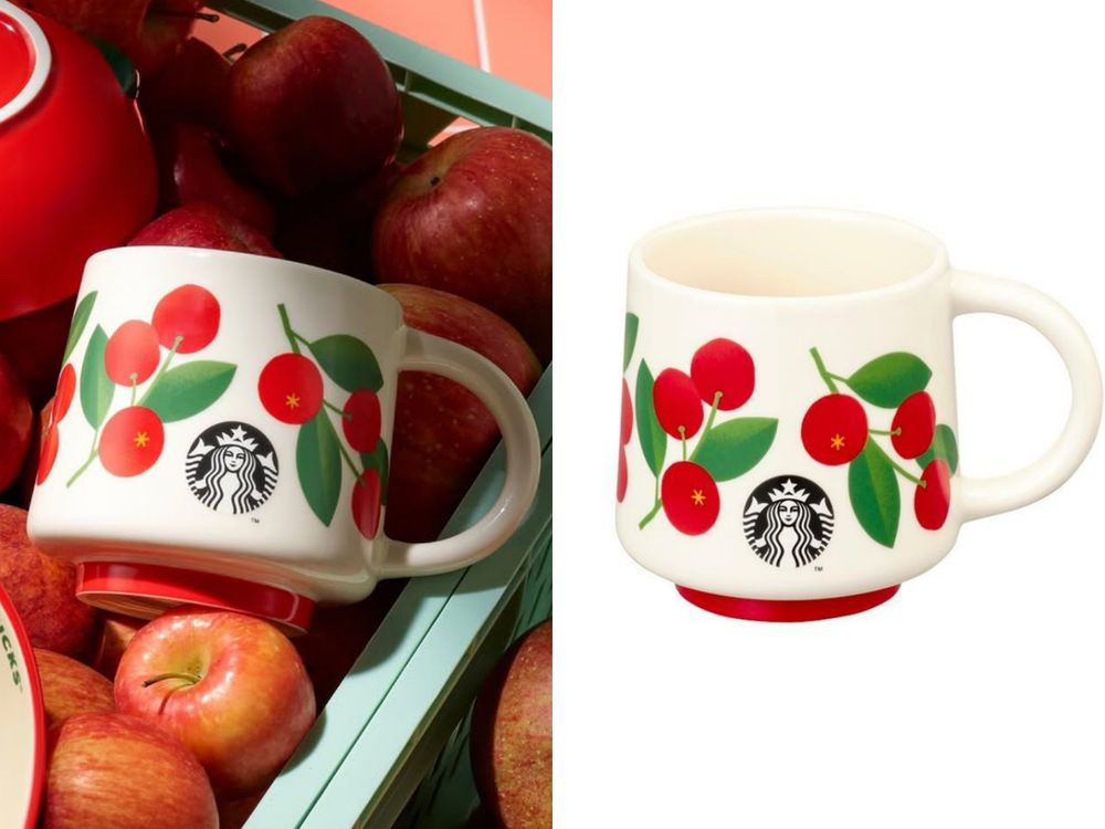 韓國星巴克秋季新品也太燒！「蘋果造型優格碗、香蕉變裝小熊鑰匙圈、櫻桃馬克杯」韓妞都搶買！-14