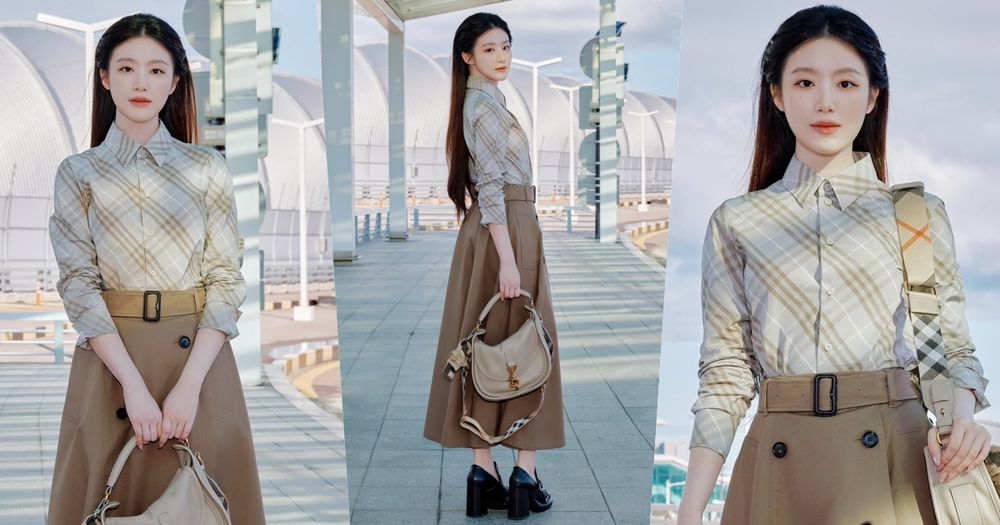 舒華又出發時裝週了！？ 全身Burberry根本英倫貴族大小姐、「舒華白」照亮整條機場路！-8