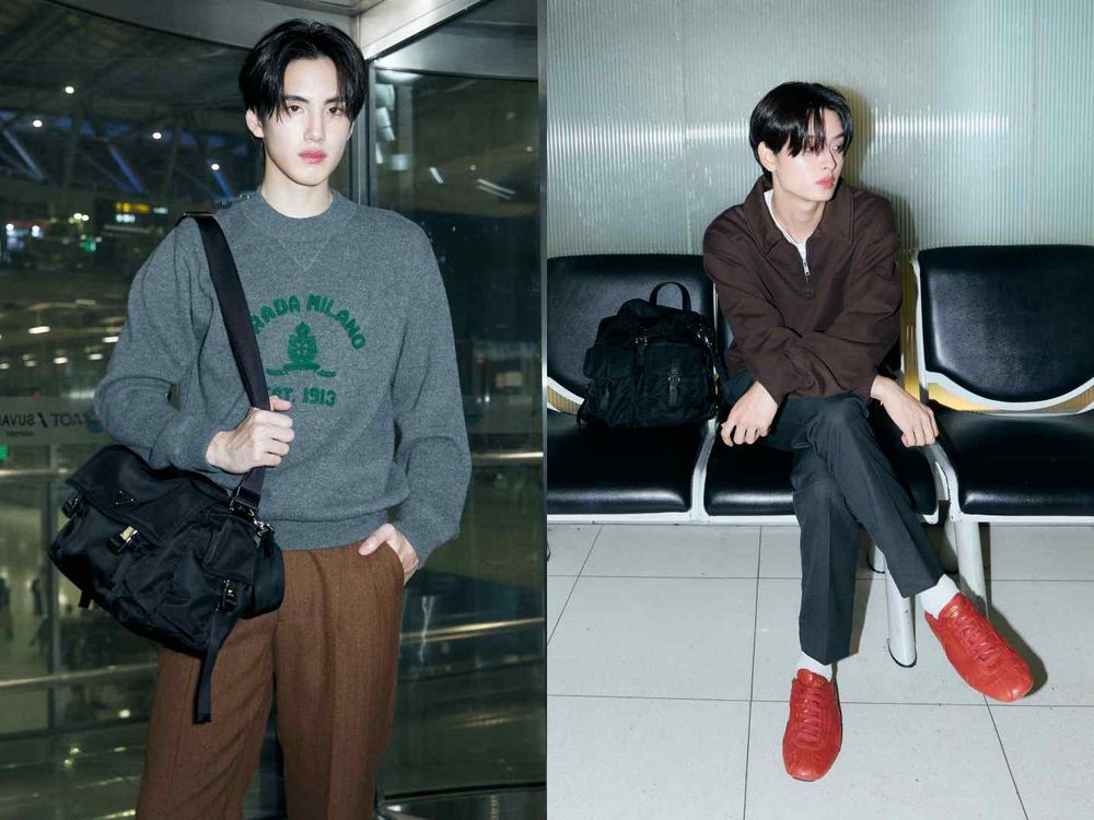 PRADA黃金組合出發米蘭大秀！Karina化身校花學姊、ENHYPEN七公子把機場當紅毯走！-10