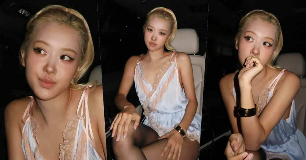 Rosé再度封神YSL大秀！「藍色蕾絲＋黑絲襪」化身睡衣系女神，俏皮性感全場目光都在她身上！-1