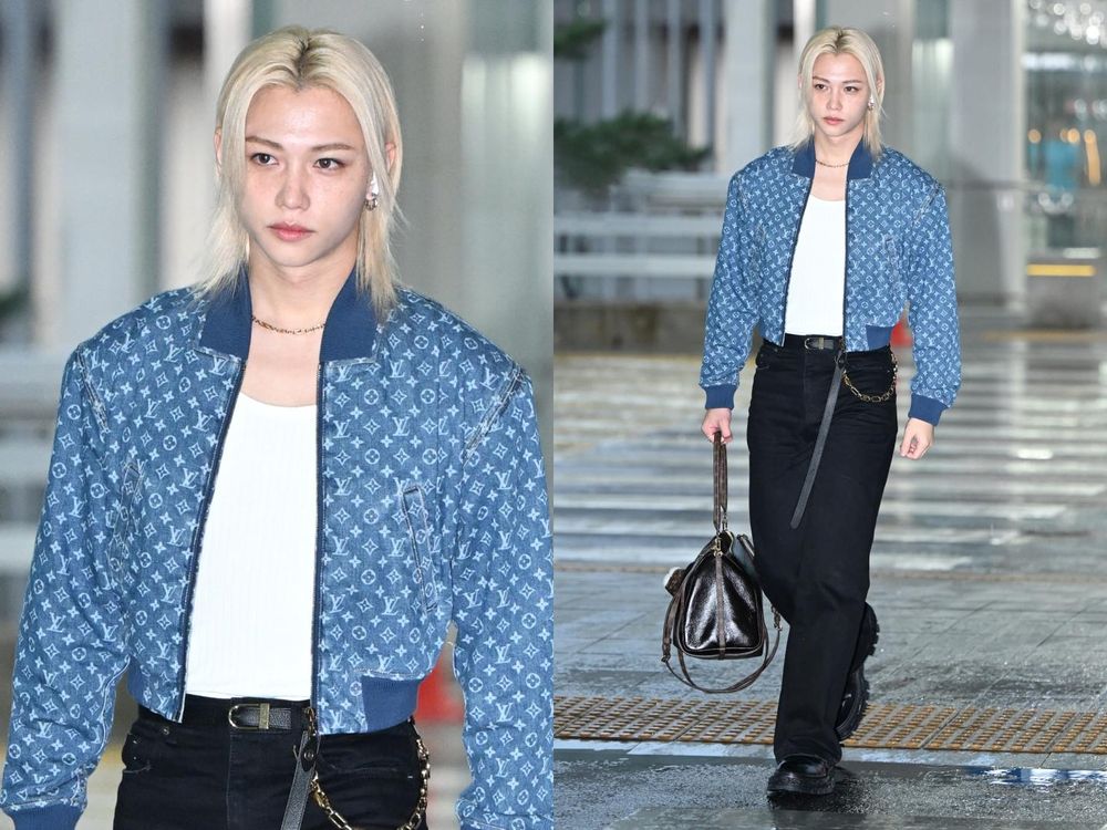 精靈王子Felix出差時裝週！狂發兩套LV私服穿搭、外套半穿「誘人手臂線條」不愧是薄肌男神！-11