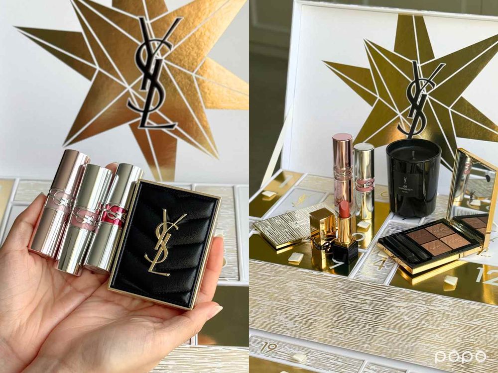 2025最想收藏聖誕彩妝！YSL限量奢金流星系列「嫩唇凍、四色眼影、情挑誘光」換上華麗流金外殼，粉皮革頰彩盤首次登場！-23