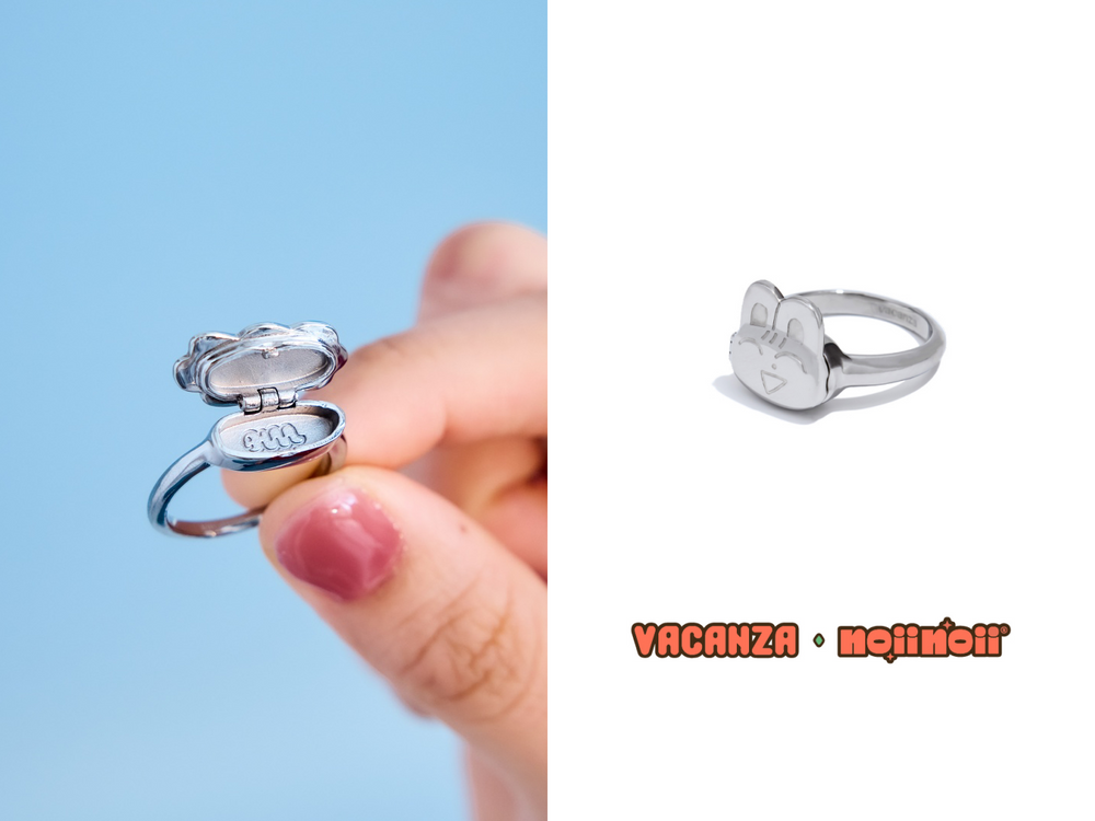 可愛到不行！vacanza聯名插畫noii noii小兔！掀蓋戒指超療癒、滿額再送萌系收納包！-3