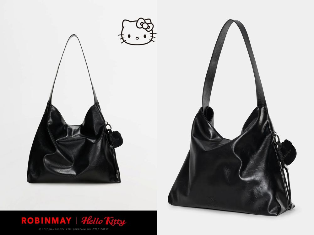 脆上爆紅！Robinmay推出碳黑版Hello Kitty聯名！水洗牛仔包、百元凱蒂貓吊飾賣到缺貨！-6