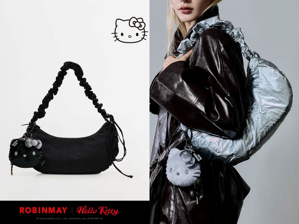 脆上爆紅！Robinmay推出碳黑版Hello Kitty聯名！水洗牛仔包、百元凱蒂貓吊飾賣到缺貨！-8