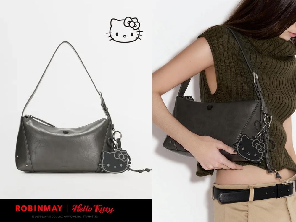 脆上爆紅！Robinmay推出碳黑版Hello Kitty聯名！水洗牛仔包、百元凱蒂貓吊飾賣到缺貨！-5