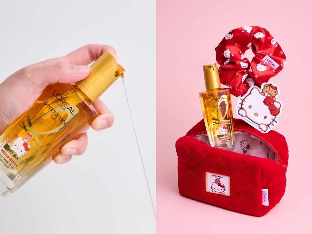 HELLO KITTY狂粉錢包請預備！巴黎萊雅髮油史上最萌「抗躁小金瓶」聯名降臨，滿額贈凱蒂貓髮圈、髮夾！-5