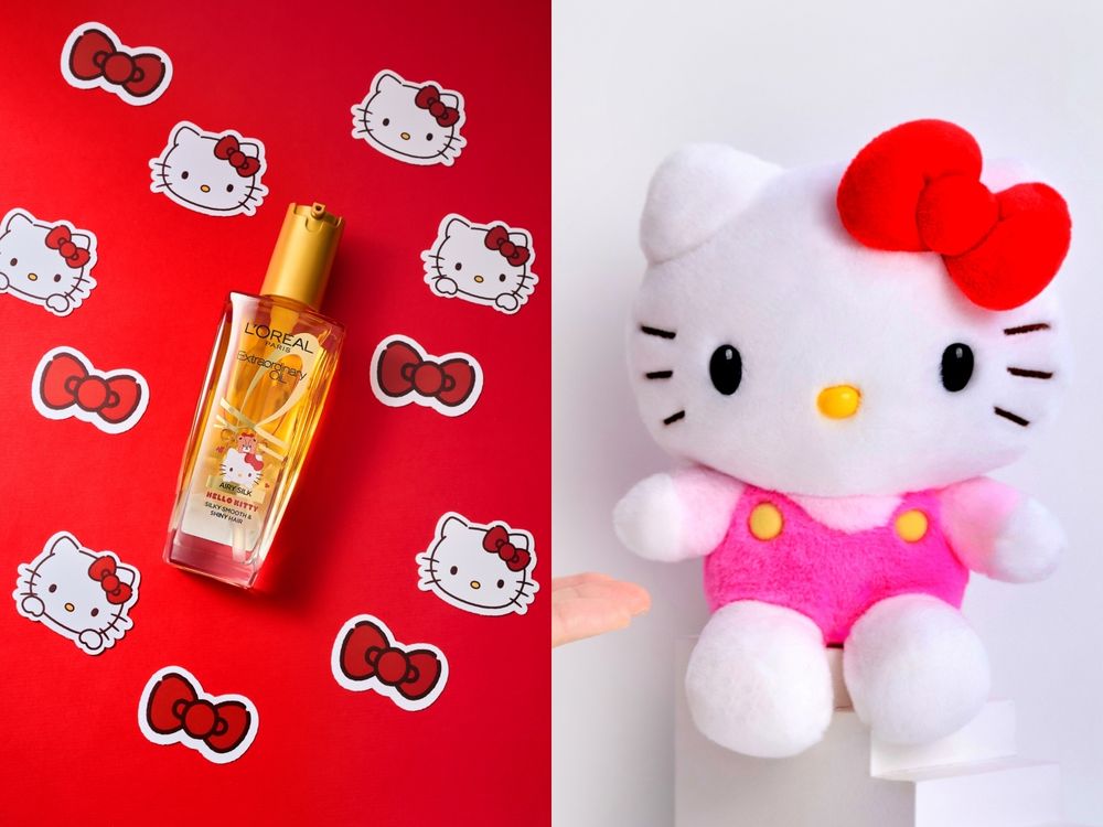 HELLO KITTY狂粉錢包請預備！巴黎萊雅髮油史上最萌「抗躁小金瓶」聯名降臨，滿額贈凱蒂貓髮圈、髮夾！-3