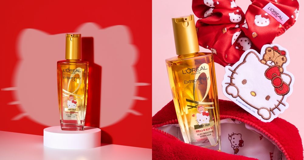 HELLO KITTY狂粉錢包請預備！巴黎萊雅髮油史上最萌「抗躁小金瓶」聯名降臨，滿額贈凱蒂貓髮圈、髮夾！-8
