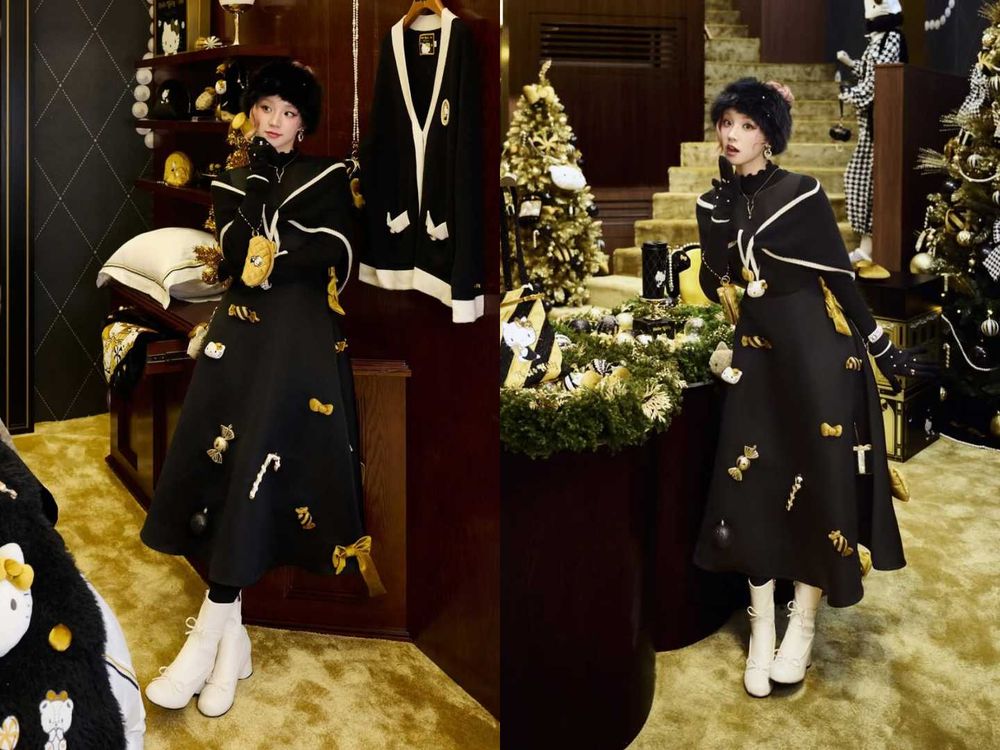 宋雨琦也愛上！奢華版「聖誕黑金Hello Kitty」夢幻到不行！絨面、千鳥格想帶回家！-3