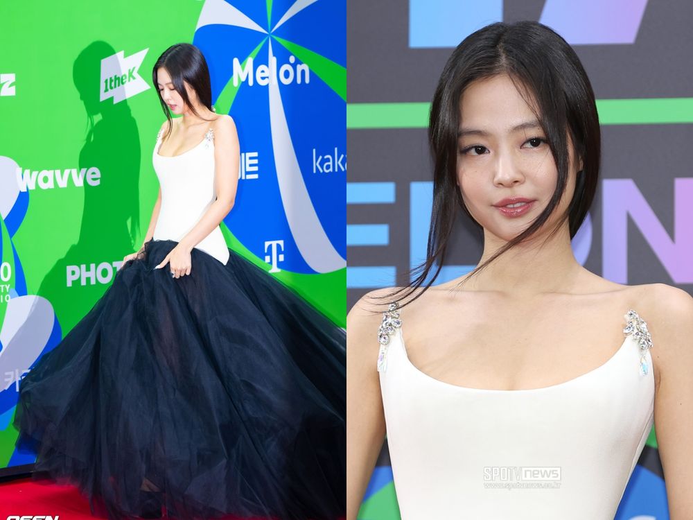 2025韓國MMA紅毯女神出爐！JENNIE山茶花禮服美貌爆擊、aespa未來感氣勢全開、IVE黑白優雅短裙直接封神！-14