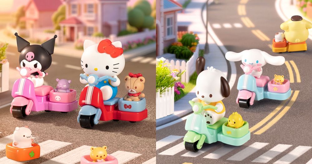想搭Hello Kitty的順風車！超可愛「三麗鷗兜風小摩托車」公仔6款角色都萌炸、巷口7-11就買得到！-1