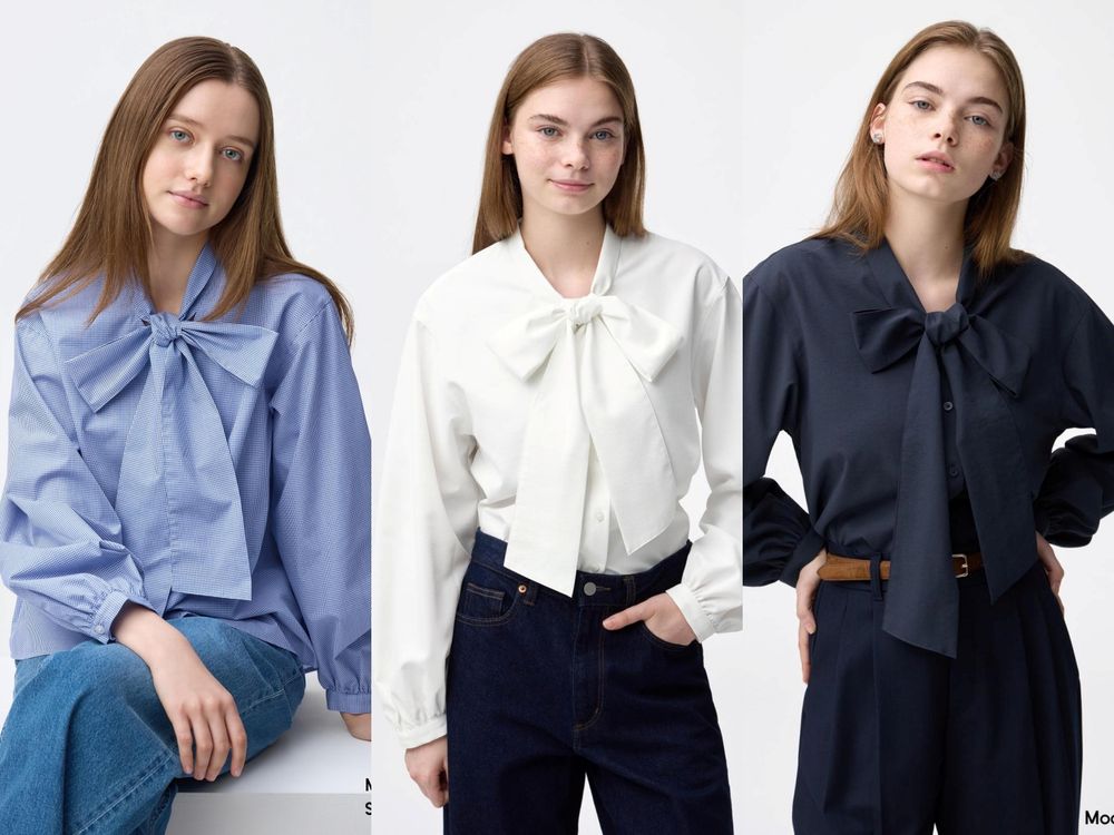 GU最近新品太過分了！Kitty布丁狗睡衣、芭蕾球鞋...日妞最愛「蝴蝶結襯衫」高級感拉滿！-2