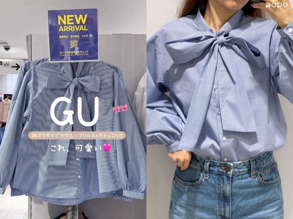GU最近新品太過分了！Kitty布丁狗睡衣、芭蕾球鞋...日妞最愛「蝴蝶結襯衫」高級感拉滿！-5