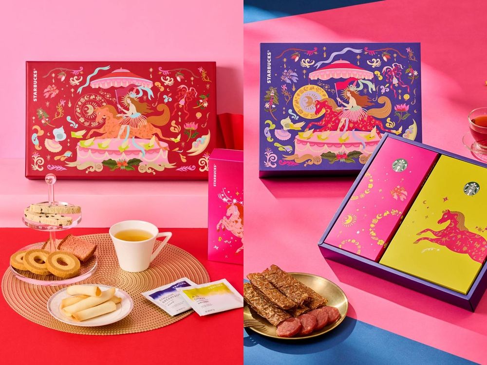 星巴克2026新年禮盒都好燒！「達摩熊熊+花生可可杏仁捲、小馬鐵盒咖啡捲心酥」可愛到捨不得送人！-3