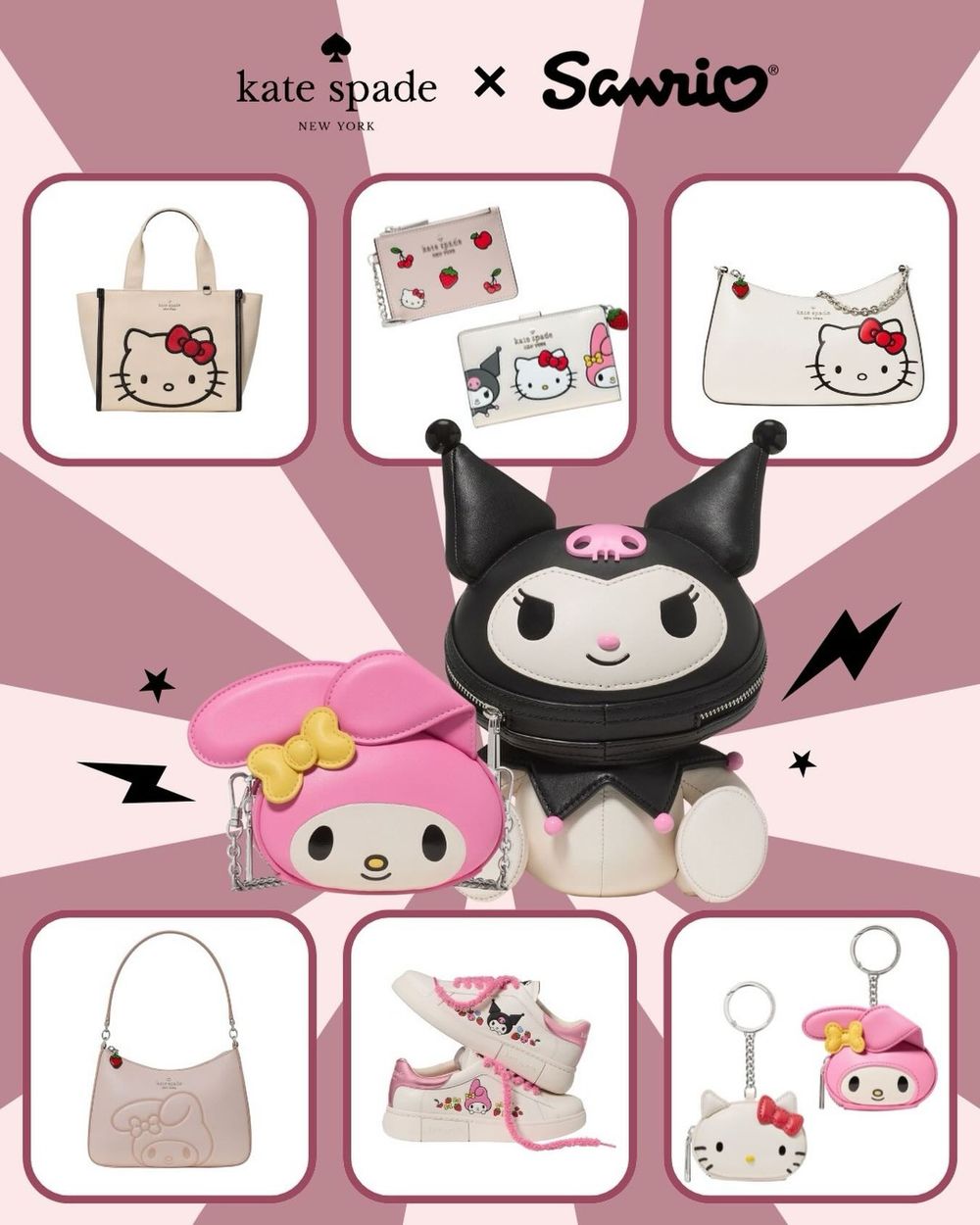 三麗鷗聯名買沒完！Kate Spade驚喜推出Kitty、酷洛米、美樂蒂「包包、吊飾」可愛發瘋！-1