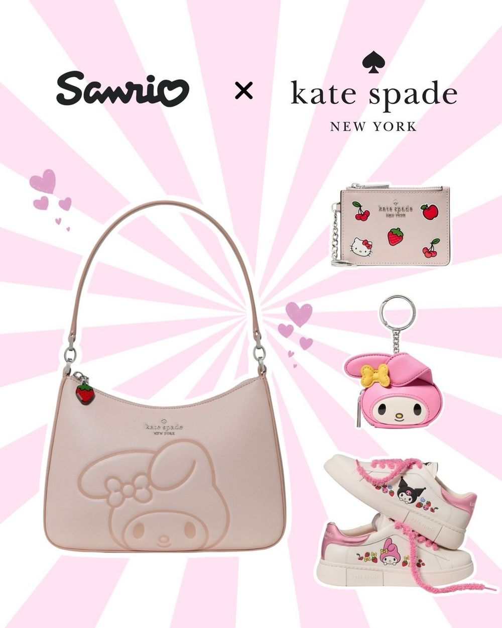 三麗鷗聯名買沒完！Kate Spade驚喜推出Kitty、酷洛米、美樂蒂「包包、吊飾」可愛發瘋！-6