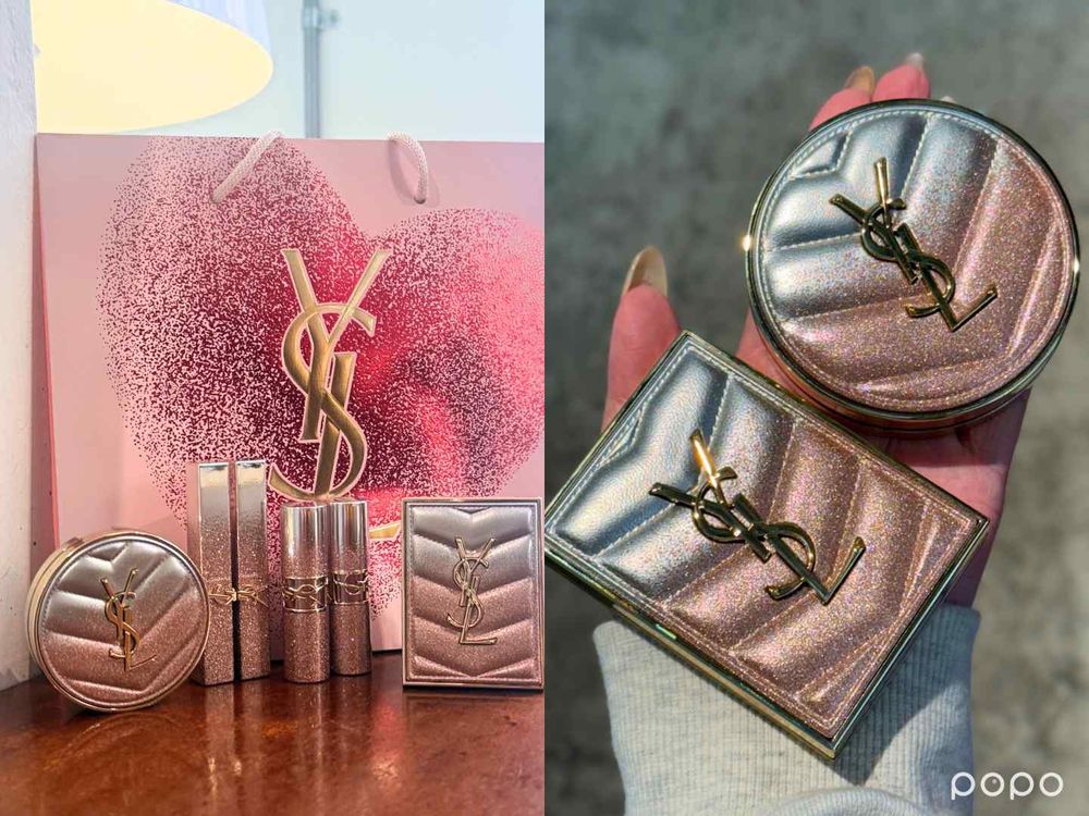Rosé同款最美氣墊來了！YSL 2026情人節限定彩妝「粉銀燦光系列」光蜜唇膏、裸粉4色眼影盤...，美到心痛！-16