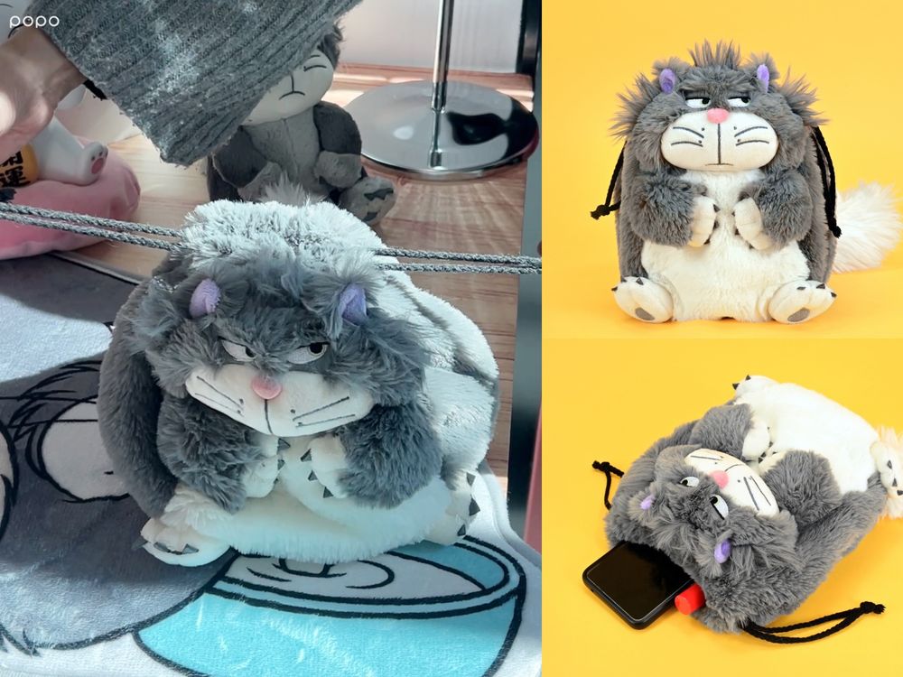 最萌反派貓貓在7-11！超呆萌「魯斯佛絨毛束口袋、招財貓公仔、爆炸頭魯斯佛吊飾」百元就能收！-2