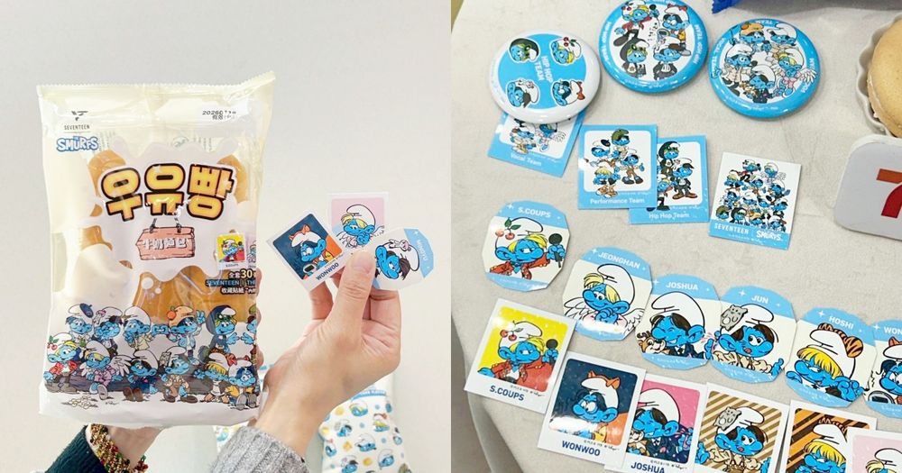 7-11開賣SEVENTEEN聯名藍色小精靈包裝甜點！巧克力捲、牛奶麵包全都太欠吃，買還送限量小貼紙！-1