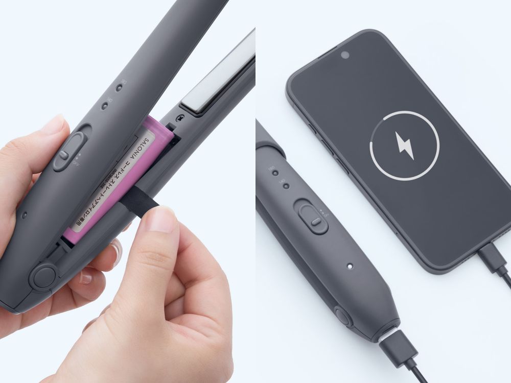 日本唐吉訶德上市秒殺、2026補貨到！SALONIA可為手機充電的「無線離子夾」，電池可拆還能帶上飛機！-6