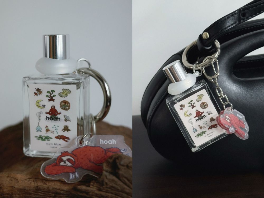 台灣質感品牌也跟上香水吊飾潮！hoah推出療癒系動物香氛滾珠瓶，搭配超可愛樹懶、水豚、山羊吊飾，掛包包上又潮又可愛！-8
