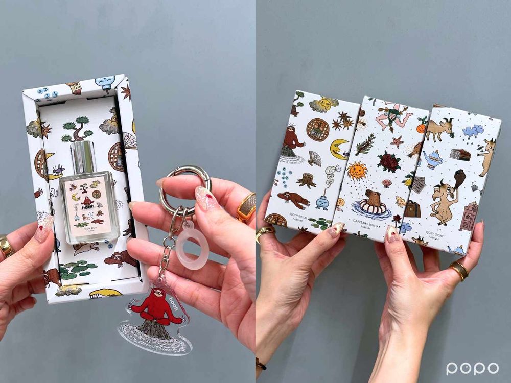 台灣質感品牌也跟上香水吊飾潮！hoah推出療癒系動物香氛滾珠瓶，搭配超可愛樹懶、水豚、山羊吊飾，掛包包上又潮又可愛！-16