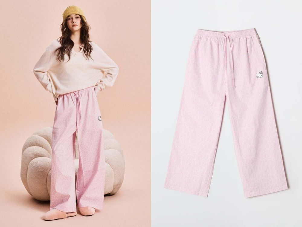 韓國民品牌SPAO聯名Hello Kitty！豹紋Kitty睡褲、小格紋睡衣...可愛到想立刻訂機票衝去買！-6