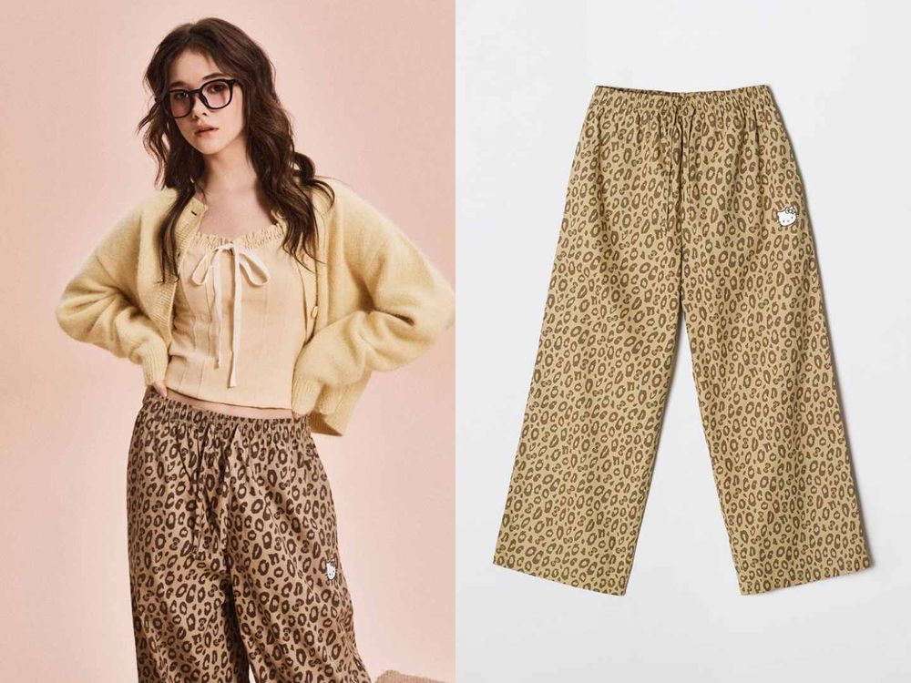 韓國民品牌SPAO聯名Hello Kitty！豹紋Kitty睡褲、小格紋睡衣...可愛到想立刻訂機票衝去買！-5