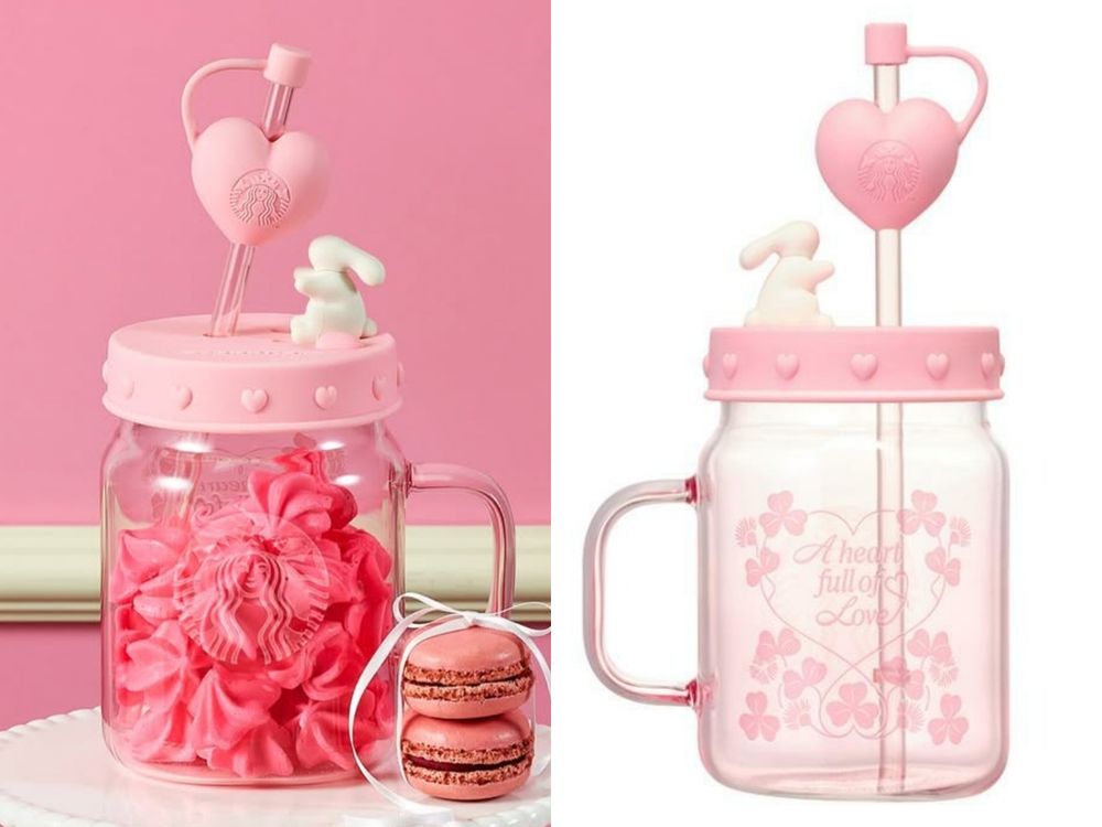 韓國星巴克2026情人節限定周邊太可愛！「頭巾兔兔鑰匙圈、愛心小白兔馬克杯」韓妞都狂搶！-5