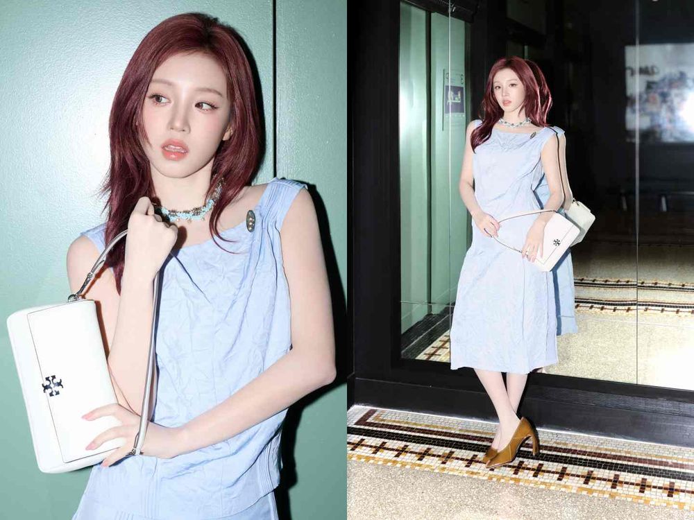 人間水精靈來了！i-dle宋雨琦「水藍色套裝」現身TORY BURCH大秀！高清照美的不科學！-2