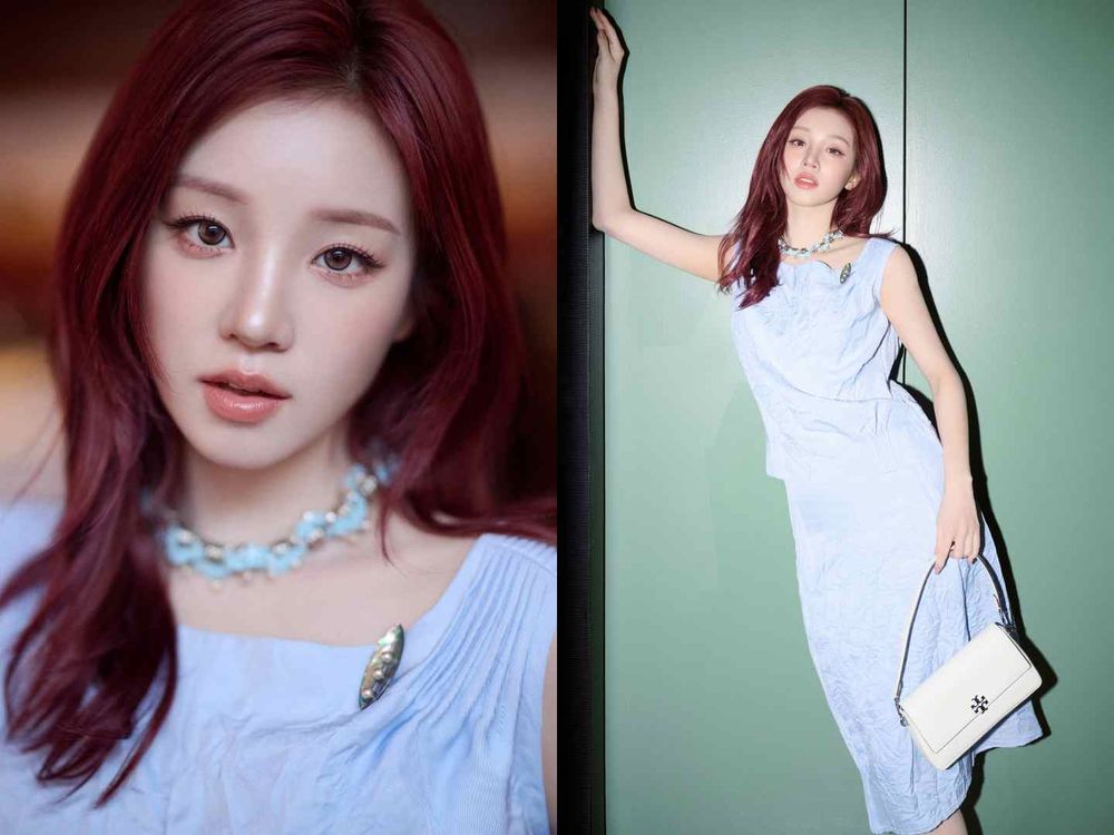 人間水精靈來了！i-dle宋雨琦「水藍色套裝」現身TORY BURCH大秀！高清照美的不科學！-19