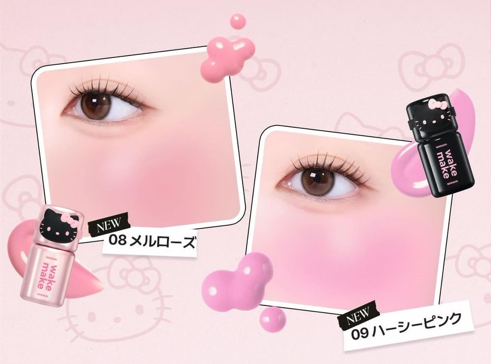 Kitty控失守警報！WAKEMAKE×Hello Kitty聯名登場，搖搖腮紅液人氣色號＋超萌贈品、開賣直接被搶空！-10