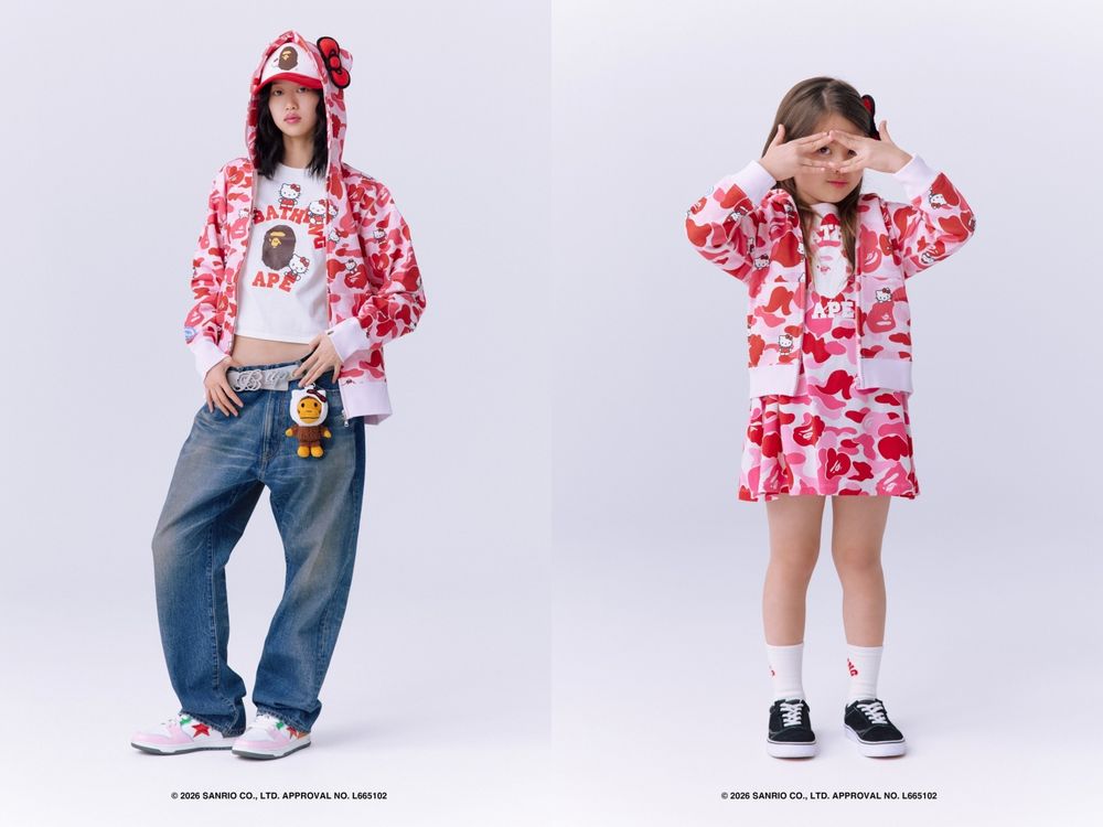 A BATHING APE聯名三麗鷗簡直瘋掉！Kitty、酷洛米「呆萌頭套」猿人吊飾一定要搶！-7