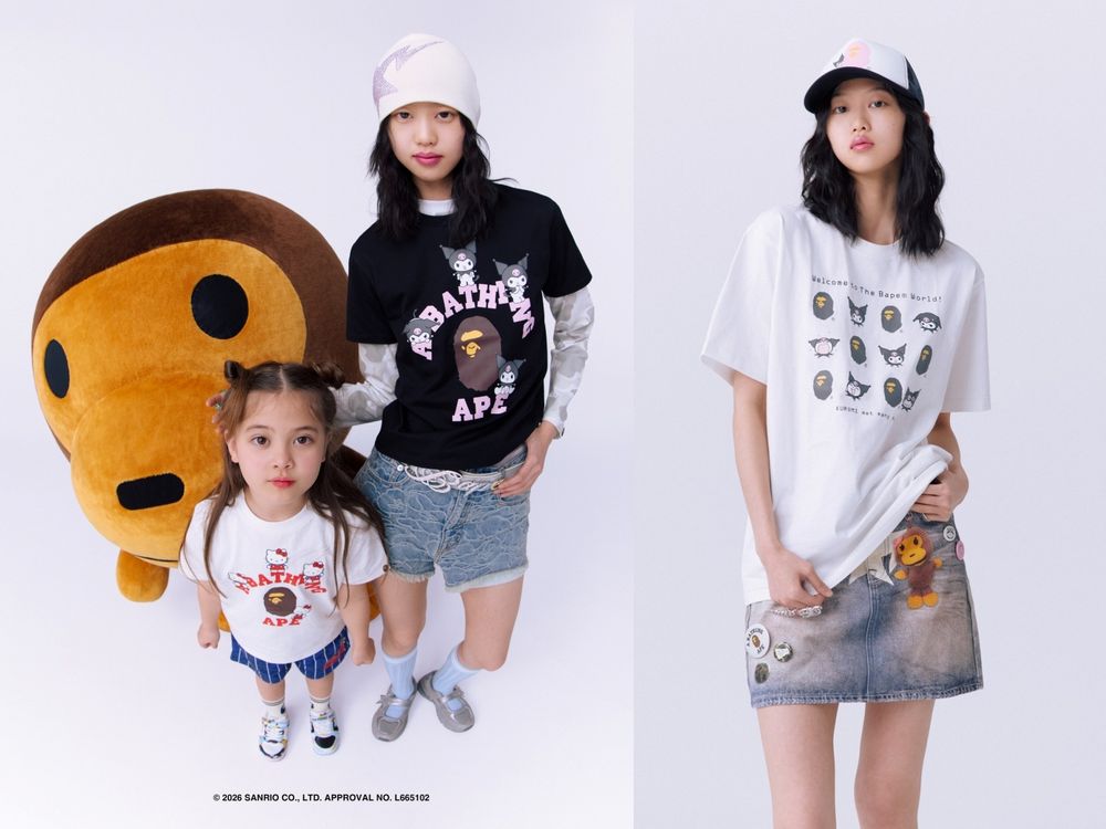 A BATHING APE聯名三麗鷗簡直瘋掉！Kitty、酷洛米「呆萌頭套」猿人吊飾一定要搶！-6
