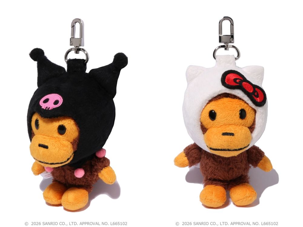 A BATHING APE聯名三麗鷗簡直瘋掉！Kitty、酷洛米「呆萌頭套」猿人吊飾一定要搶！-5