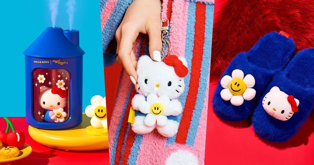Hello Kitty跟韓國潮牌聯名啦！超可愛「抱小花凱蒂貓鑰匙圈、大頭Kitty毛絨拖鞋」全都太想買！-1