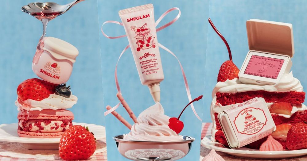 草莓甜點直接變妝容！SHEGLAM早春「草莓奶油甜點」彩妝夢幻登場，奶油飾底乳、草莓蛋糕腮紅霜、牛奶水可愛到犯規！-1