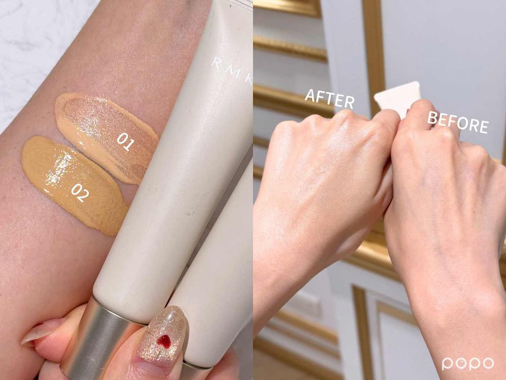 像敷面膜一樣上妝！RMK全新「水凝底霜＋香檳濕光打亮」，一抹水膜光感完成，裸肌光澤直接推到天花板！-7